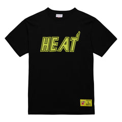 Miami Heat Hardwood Classics Neon Nights Premium T-Shirt - Black | Mitchell & Ness for sale