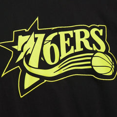 Philadelphia 76ers Hardwood Classics Neon Nights Premium T-Shirt - Black | Mitchell & Ness on sale