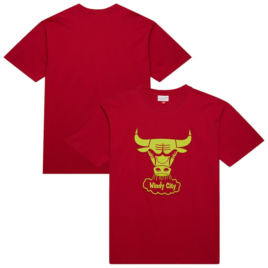Chicago Bulls Hardwood Classics Neon Nights Premium T-Shirt sale - Red | Mitchell & Ness outlet