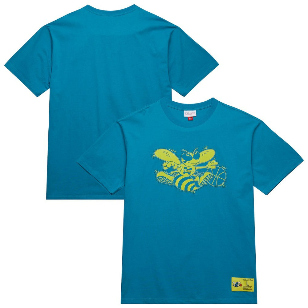 Charlotte Hornets Hardwood Classics Neon Nights Premium T-Shirt - Teal | Mitchell & Ness online
