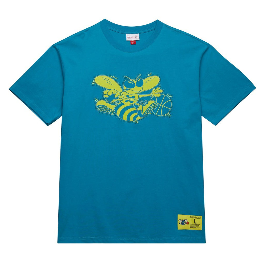 Charlotte Hornets Hardwood Classics Neon Nights Premium T-Shirt - Teal | Mitchell & Ness online