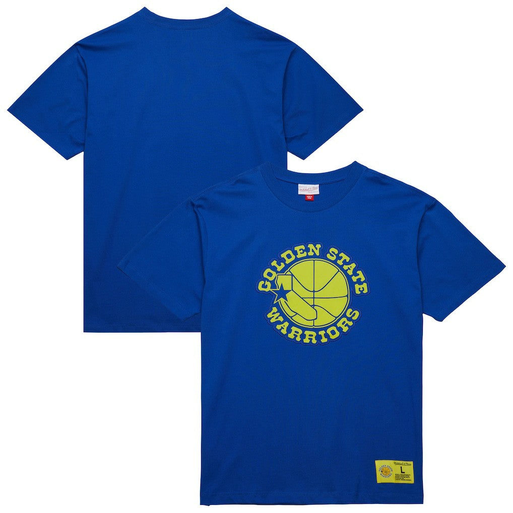 Golden State Warriors Hardwood Classics Neon Nights Premium T-Shirt sale - Royal | Mitchell & Ness discount