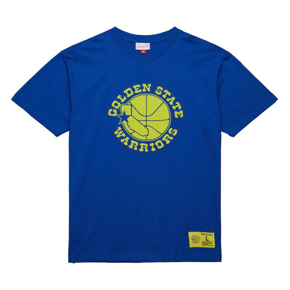 Golden State Warriors Hardwood Classics Neon Nights Premium T-Shirt sale - Royal | Mitchell & Ness discount