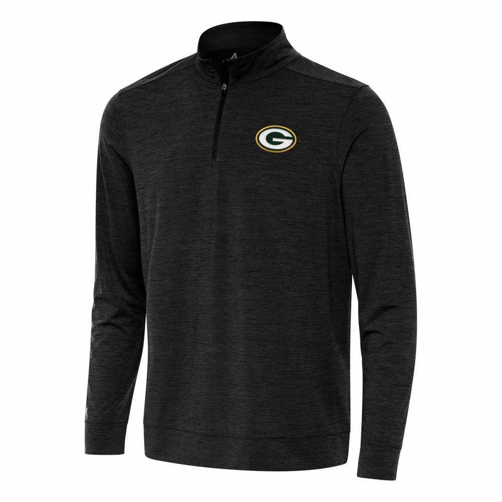 Green Bay Packers Antigua Bright Quarter-Zip Top - Heather Black on sale