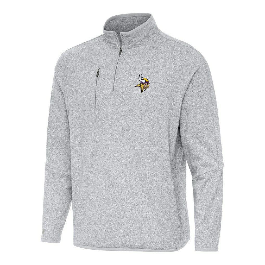 Minnesota Vikings Antigua Certain Tri-Blend Quarter-Zip Top - Heather Gray for sale