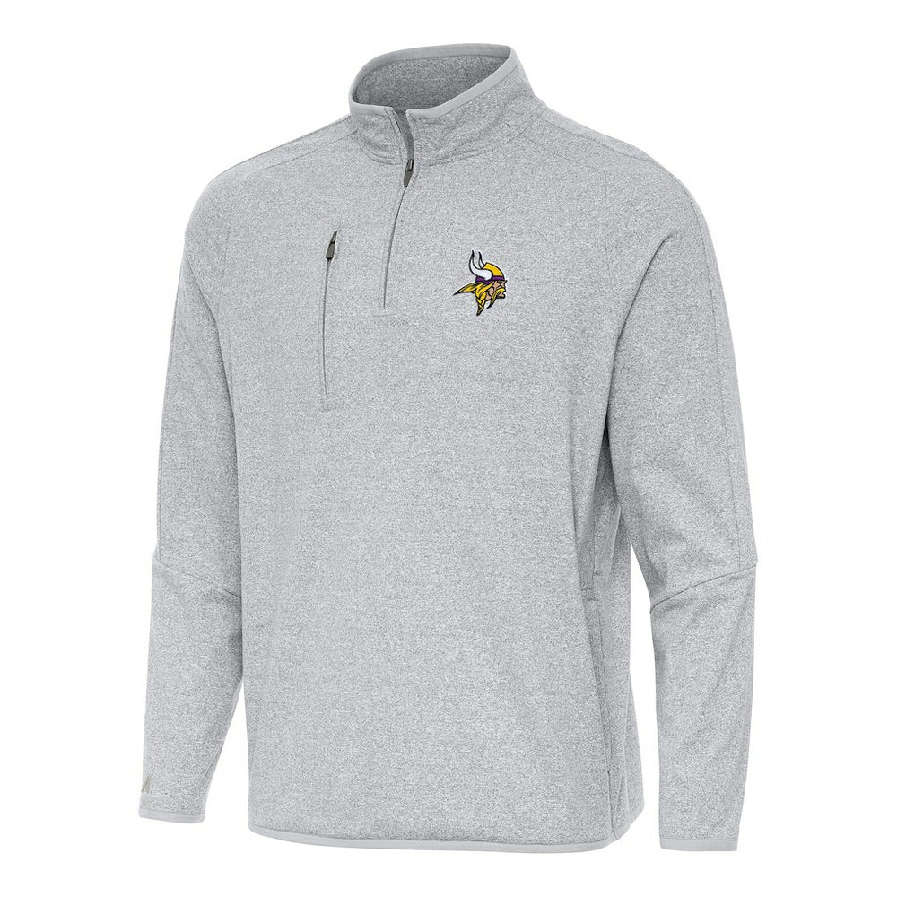 Minnesota Vikings Antigua Certain Tri-Blend Quarter-Zip Top - Heather Gray for sale