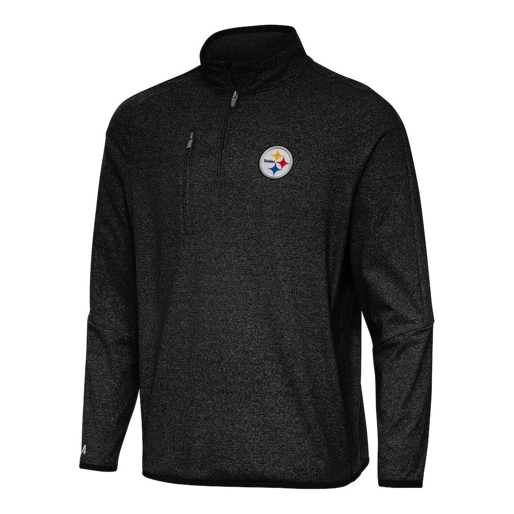 Pittsburgh Steelers Antigua Certain Tri-Blend Quarter-Zip Top - Heather Black outlet
