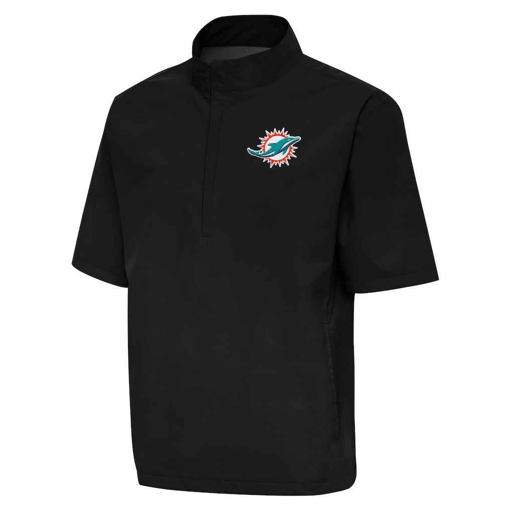 Miami Dolphins Antigua Brisk Short Sleeve Quarter-Zip Windshirt - Black outlet