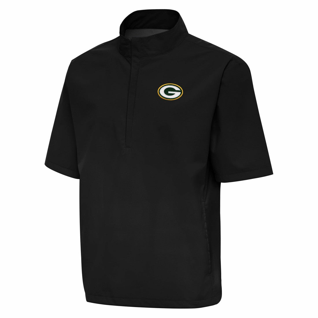 Green Bay Packers Antigua Brisk Short Sleeve Quarter-Zip Windshirt - Black for sale