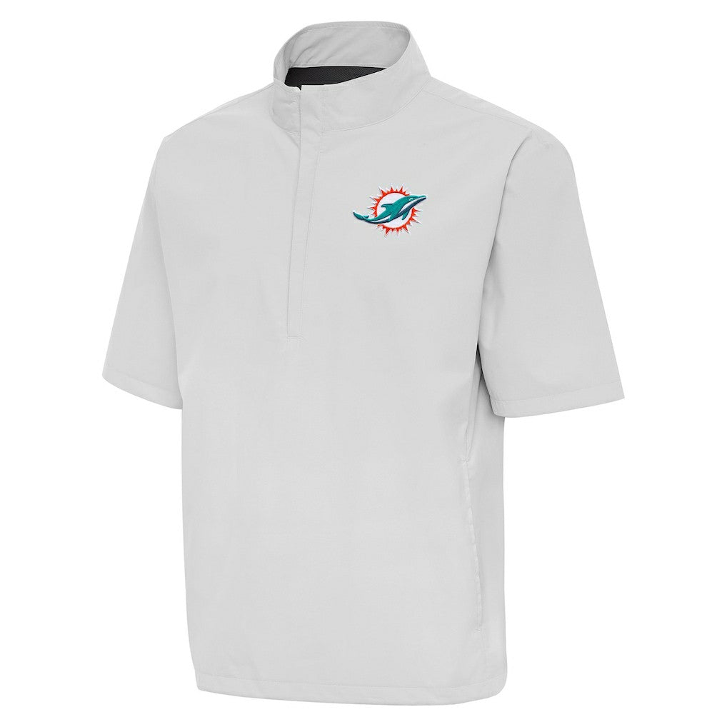 Miami Dolphins Antigua Brisk Short Sleeve Quarter-Zip Windshirt - Heather Gray cheap