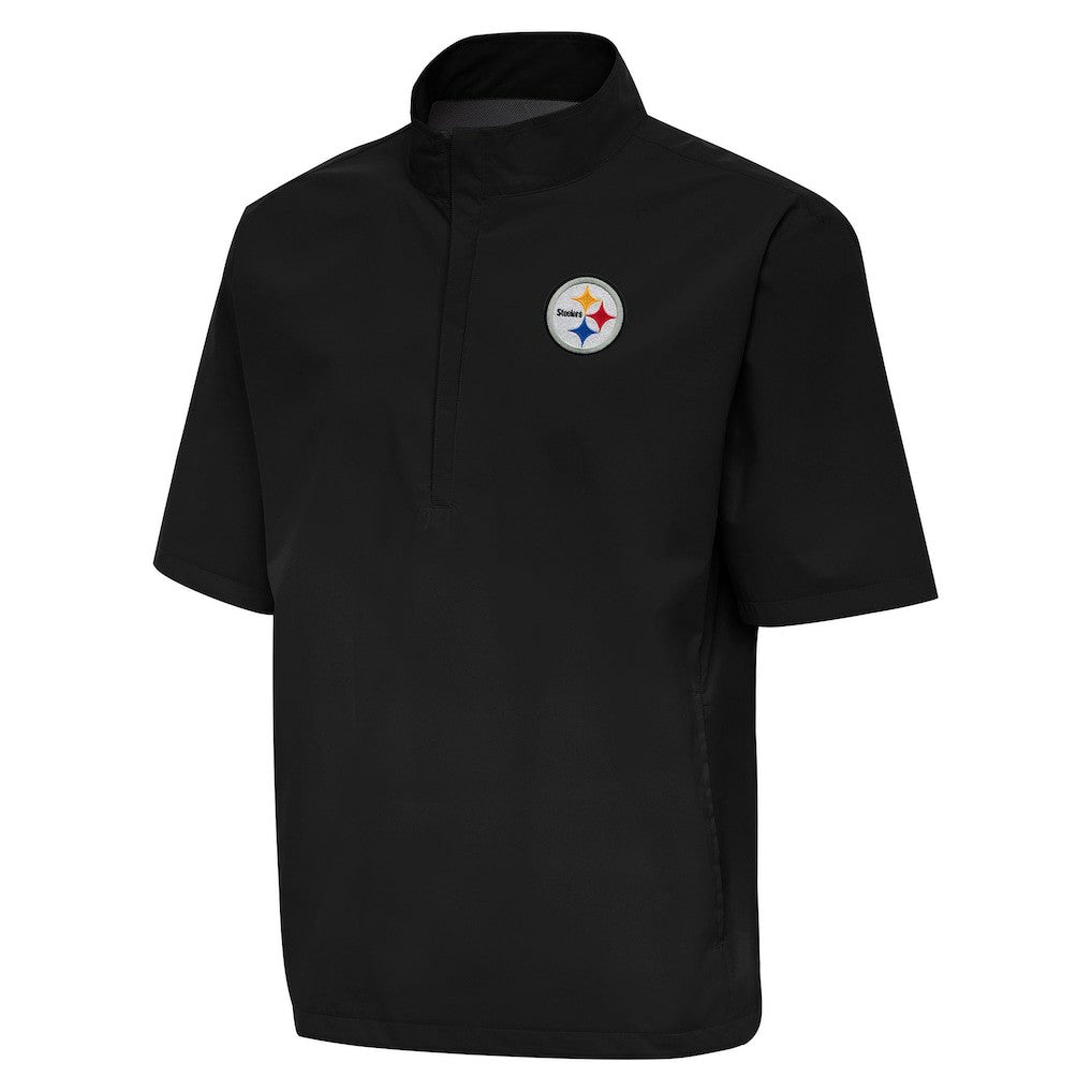 Pittsburgh Steelers Antigua Brisk Short Sleeve Quarter-Zip Windshirt - Black discount