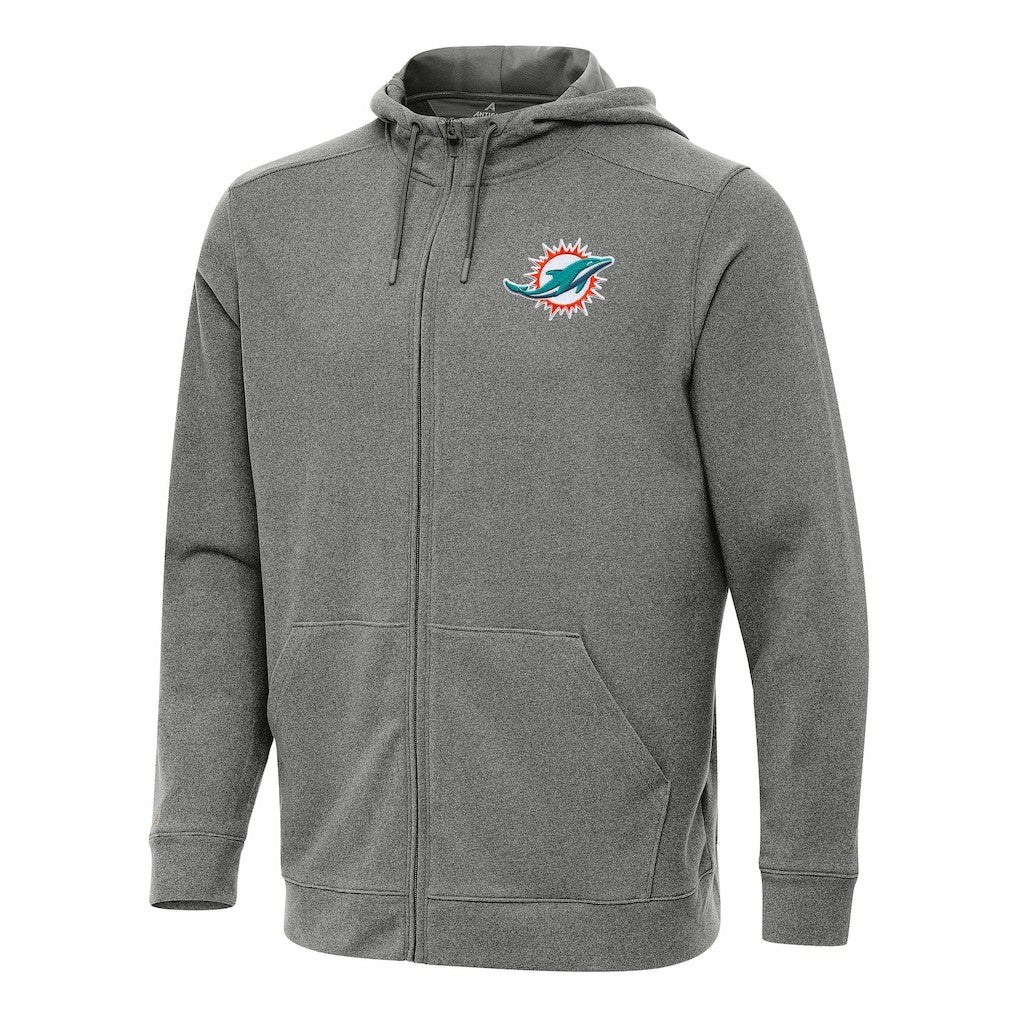 Miami Dolphins Antigua Effortless Full-Zip Hoodie - Heather Black outlet