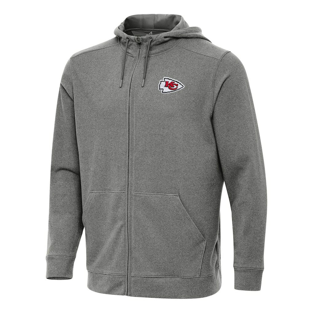 Kansas City Chiefs Antigua Effortless Full-Zip Hoodie - Heather Black for sale