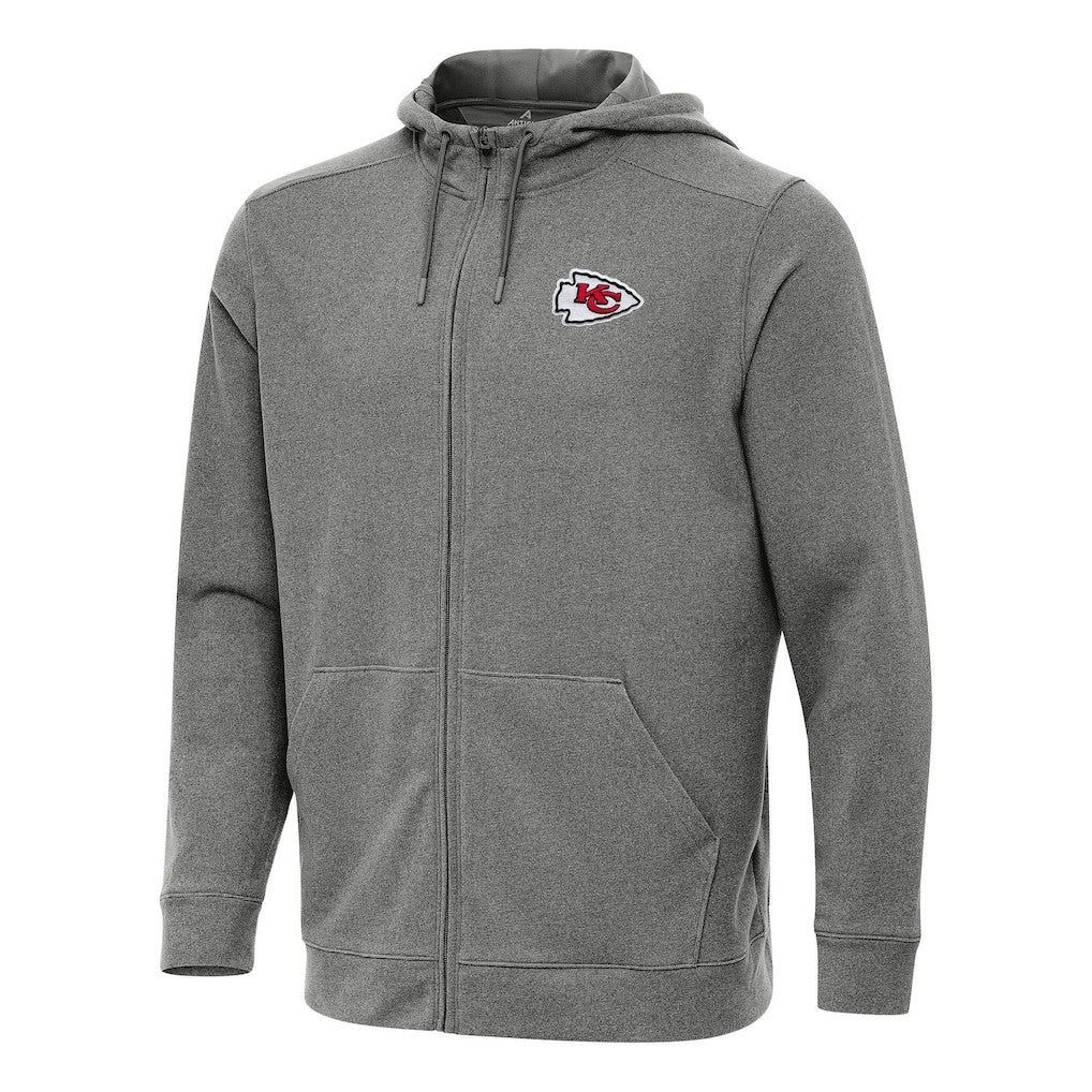 Kansas City Chiefs Antigua Effortless Full-Zip Hoodie - Heather Black for sale