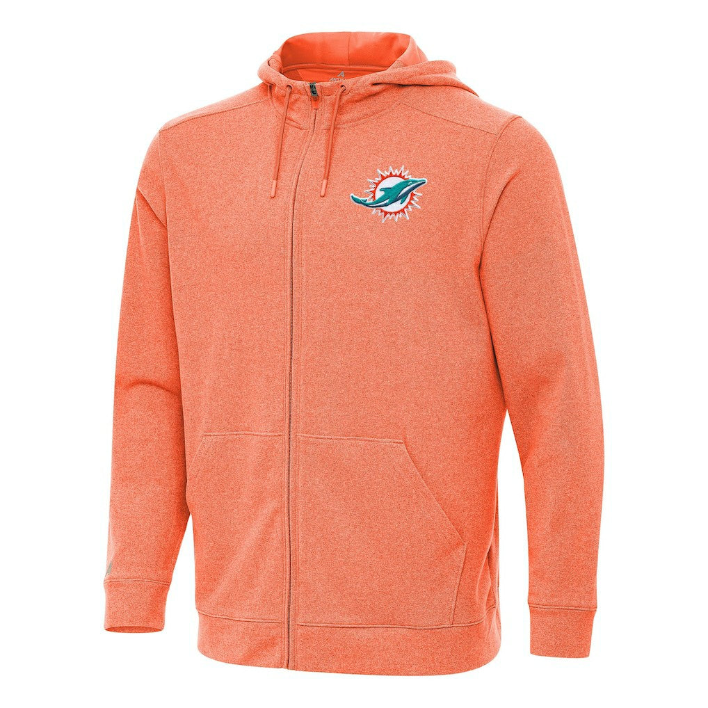 Miami Dolphins Antigua Effortless Full-Zip Hoodie - Heather Orange cheap