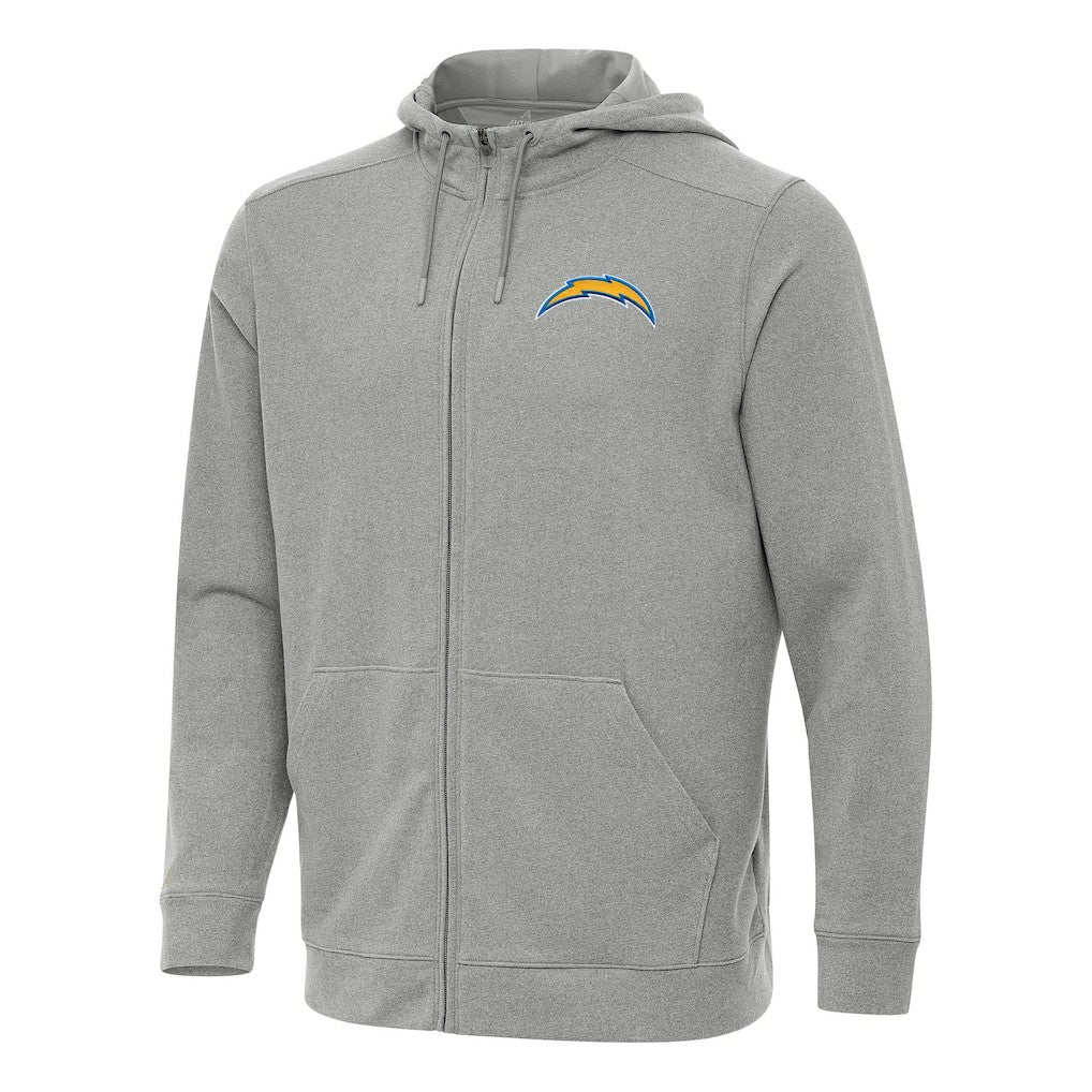 Los Angeles Chargers Antigua Effortless Full-Zip Hoodie - Heather Gray on sale