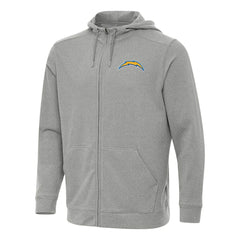 Los Angeles Chargers Antigua Effortless Full-Zip Hoodie - Heather Gray on sale