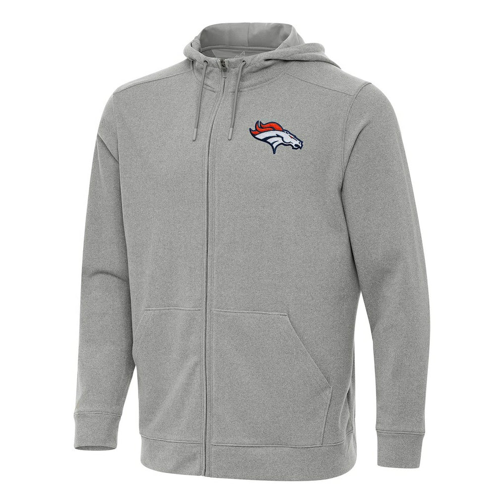 Denver Broncos Antigua Effortless Full-Zip Hoodie - Heather Gray on sale