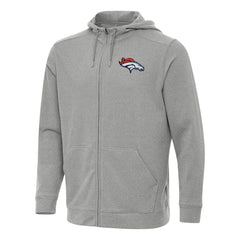 Denver Broncos Antigua Effortless Full-Zip Hoodie - Heather Gray on sale