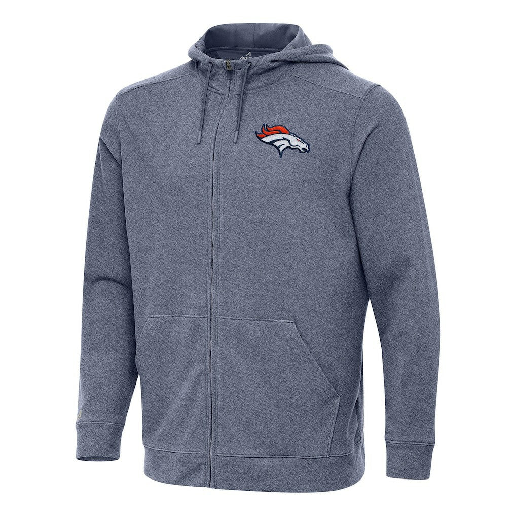 Denver Broncos Antigua Effortless Full-Zip Hoodie - Heather Navy online