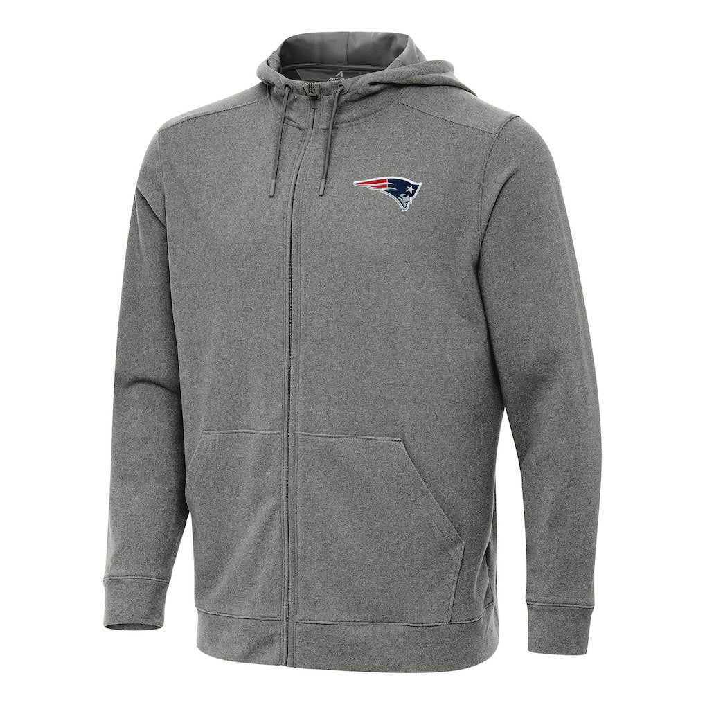 New England Patriots Antigua Effortless Full-Zip Hoodie - Heather Black discount