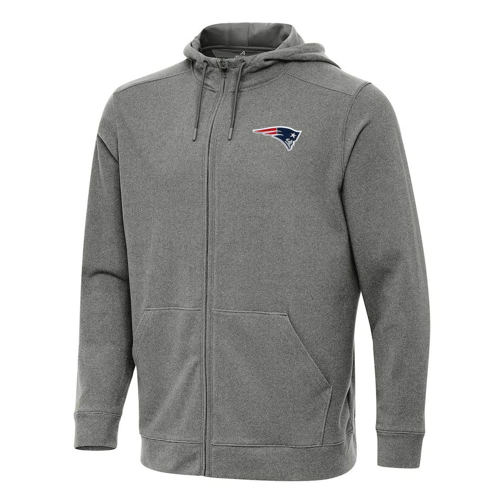 New England Patriots Antigua Effortless Full-Zip Hoodie - Heather Black discount