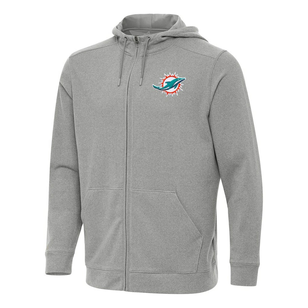 Miami Dolphins Antigua Effortless Full-Zip Hoodie - Heather Gray for sale