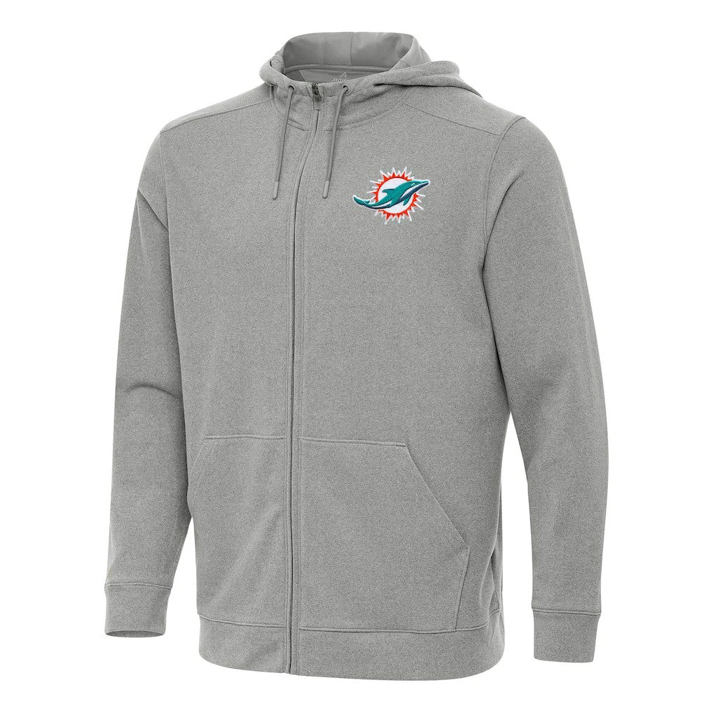 Miami Dolphins Antigua Effortless Full-Zip Hoodie - Heather Gray for sale