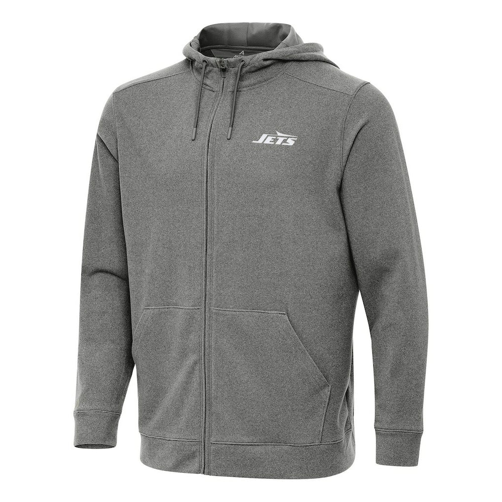 New York Jets Antigua Effortless Full-Zip Hoodie - Heather Black discount