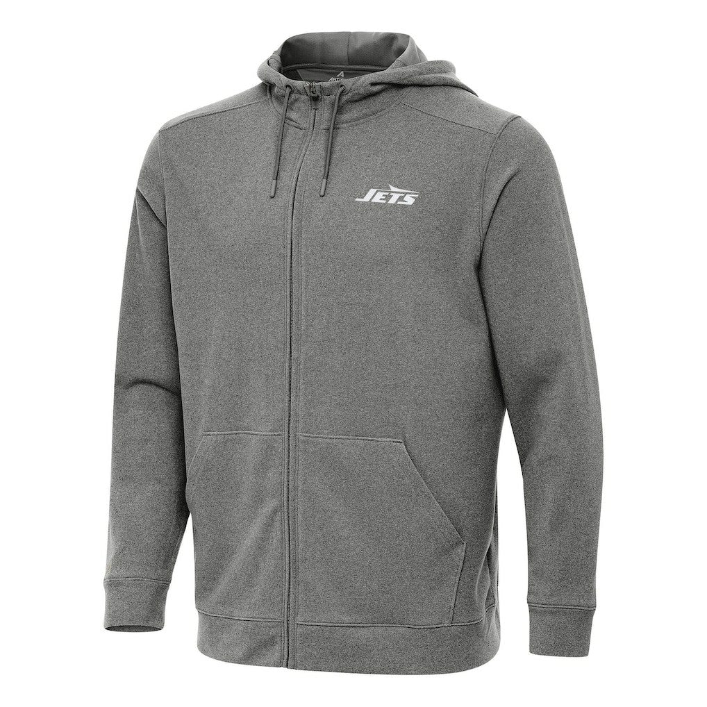New York Jets Antigua Effortless Full-Zip Hoodie - Heather Black discount