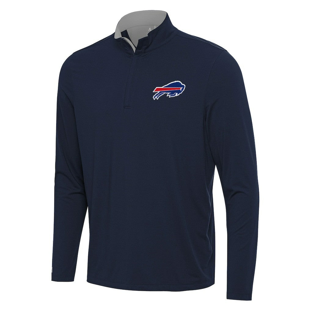 Buffalo Bills Antigua Content Quarter-Zip Pullover Top - Navy/Gray for sale