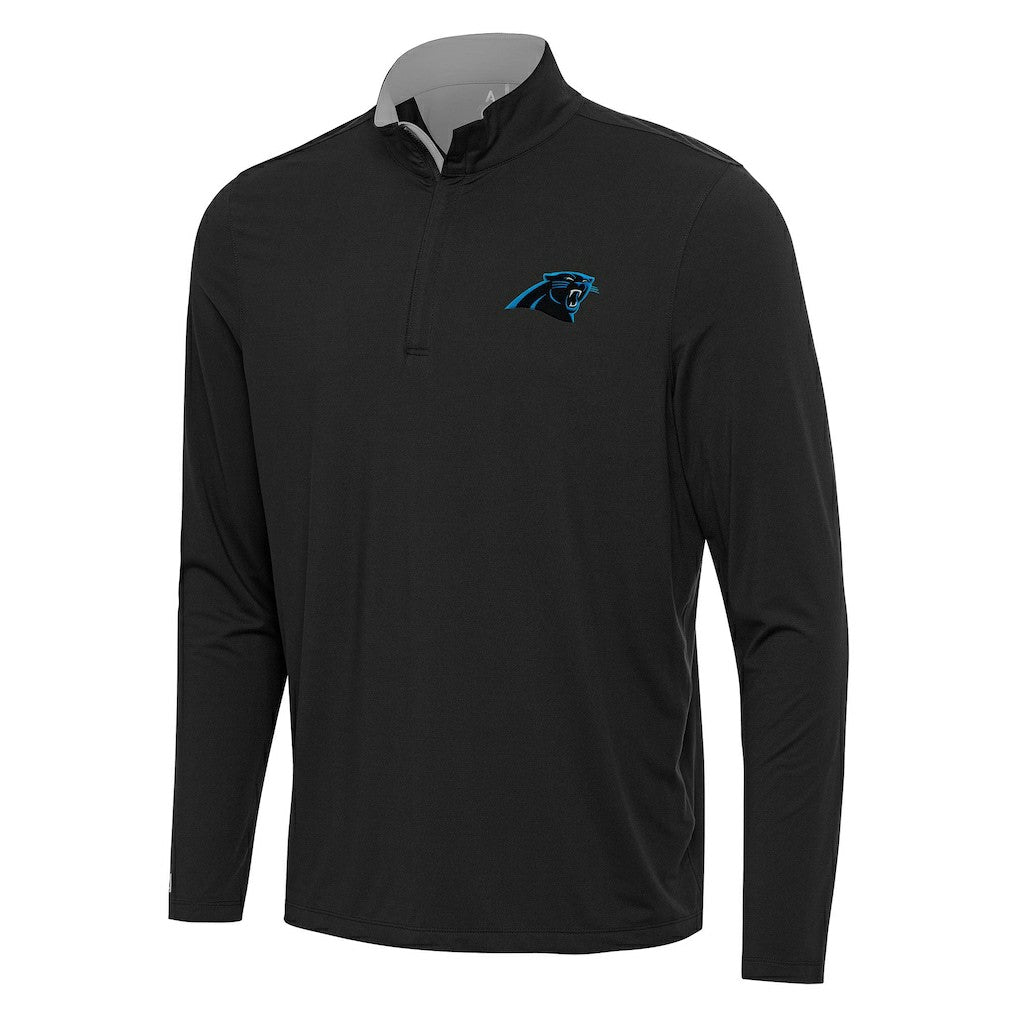 Carolina Panthers Antigua Content Quarter-Zip Pullover Top - Black/Gray for sale