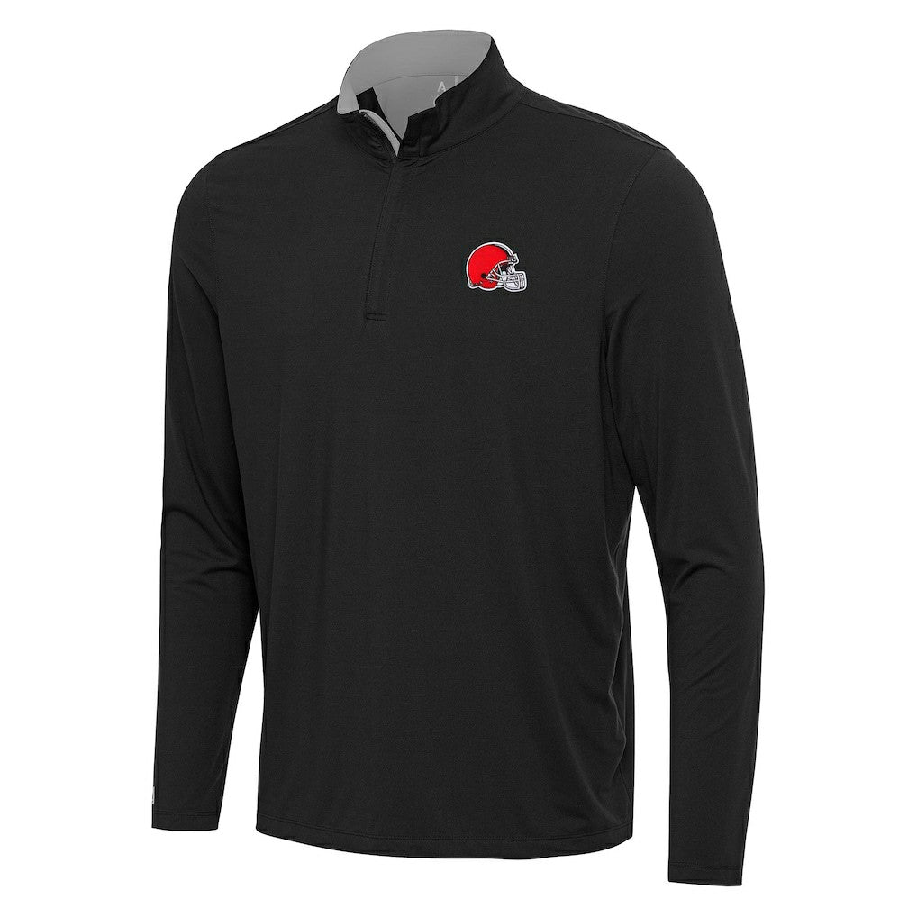 Cleveland Browns Antigua Content Quarter-Zip Pullover Top - Black/Gray discount