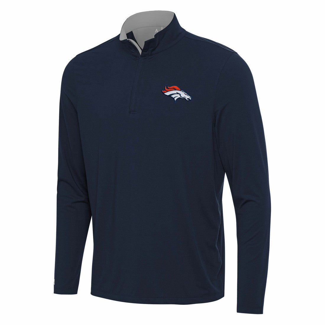 Denver Broncos Antigua Content Quarter-Zip Pullover Top - Navy/Gray online