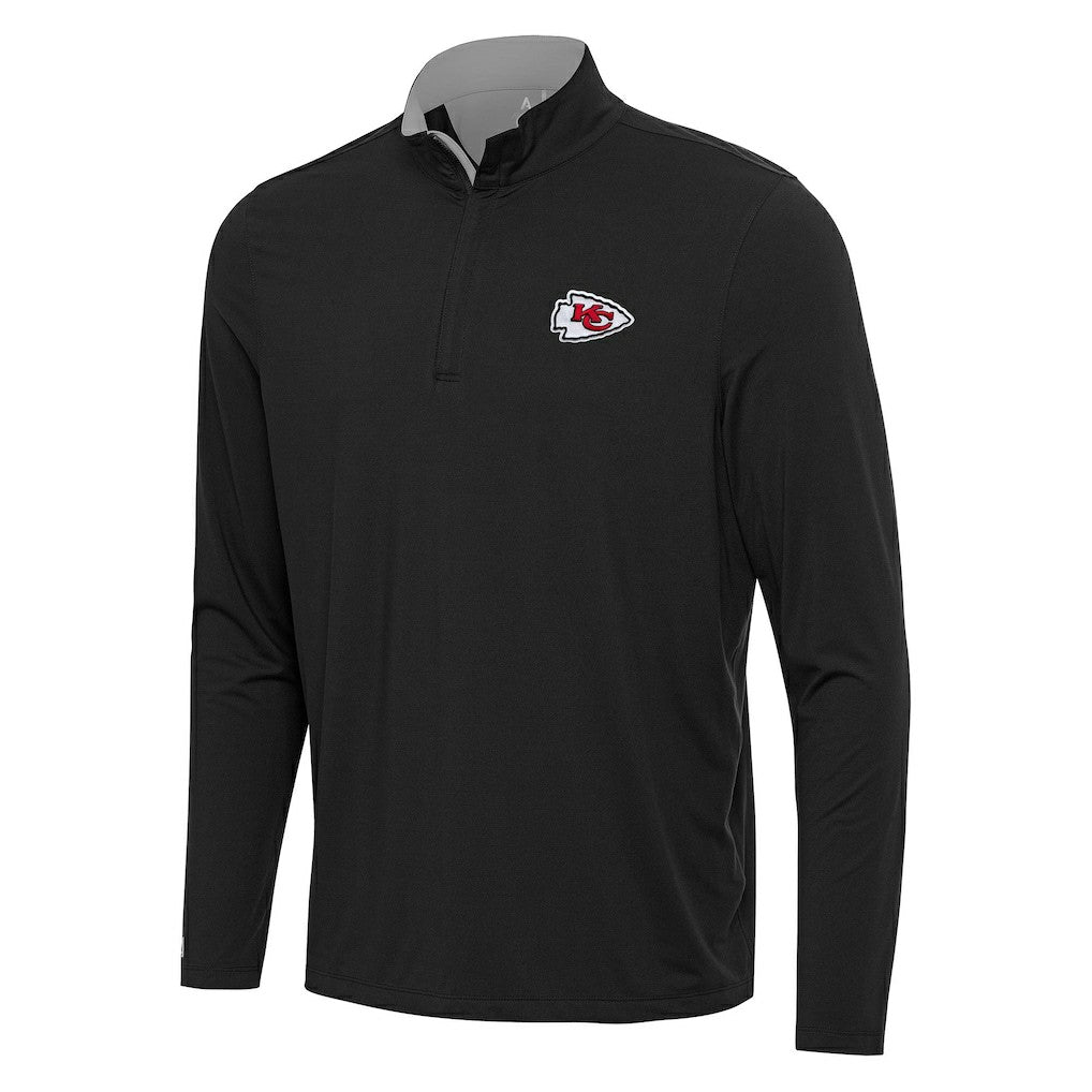 Kansas City Chiefs Antigua Content Quarter-Zip Pullover Top - Black/Gray outlet