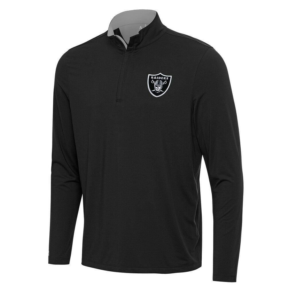 Las Vegas Raiders Antigua Content Quarter-Zip Pullover Top - Black/Gray cheap