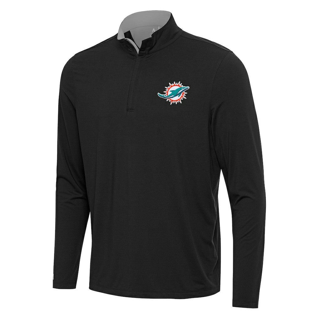 Miami Dolphins Antigua Content Quarter-Zip Pullover Top - Black/Gray discount