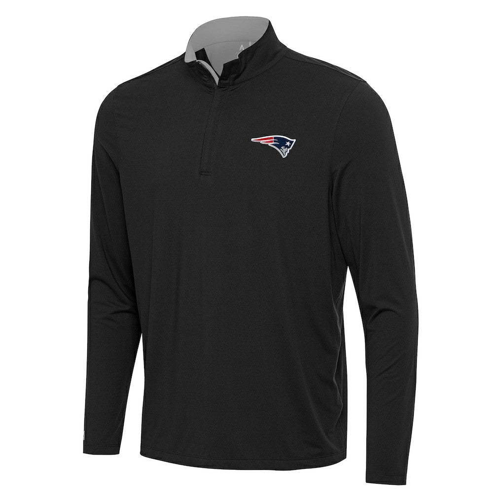 New England Patriots Antigua Content Quarter-Zip Pullover Top - Black/Gray outlet