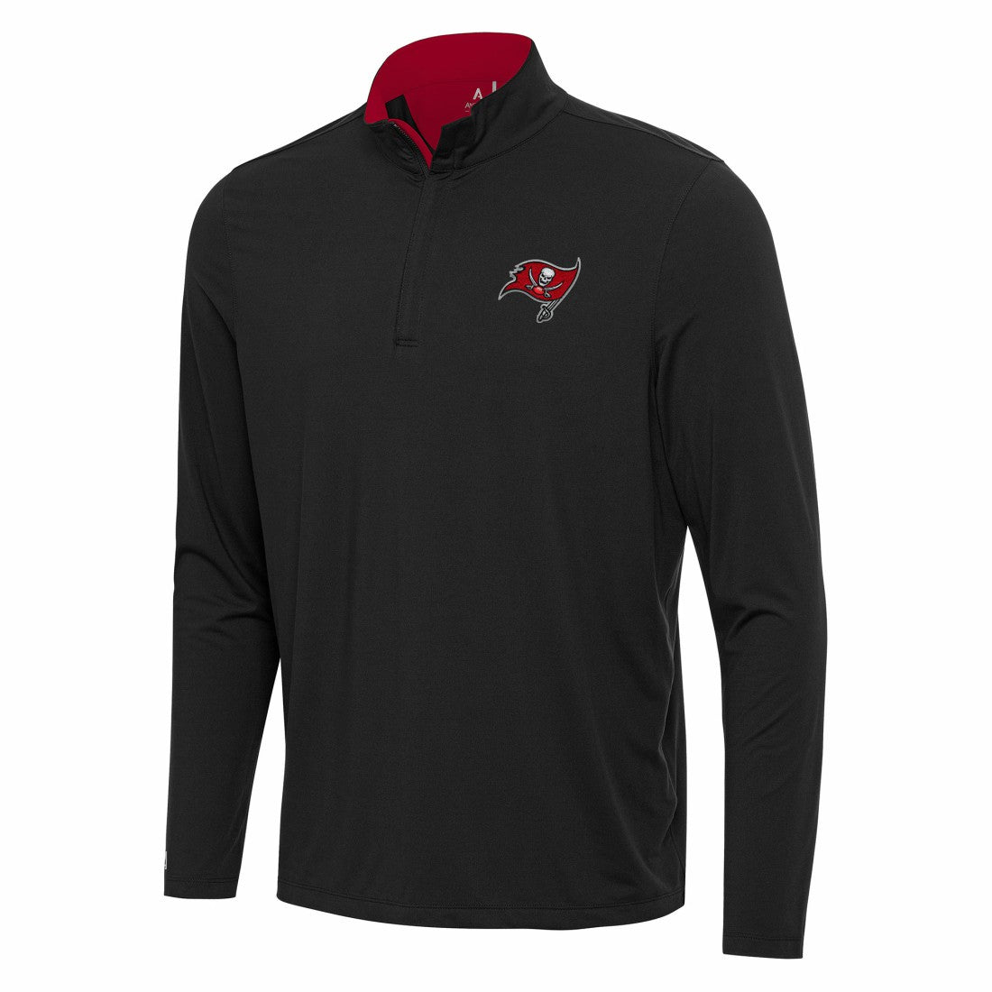 Tampa Bay Buccaneers Antigua Content Quarter-Zip Pullover Top - Black/Red sale