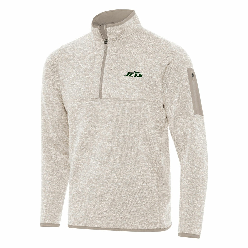 New York Jets Antigua Fortune Quarter-Zip Pullover Jacket - Oatmeal outlet