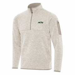 New York Jets Antigua Fortune Quarter-Zip Pullover Jacket - Oatmeal outlet