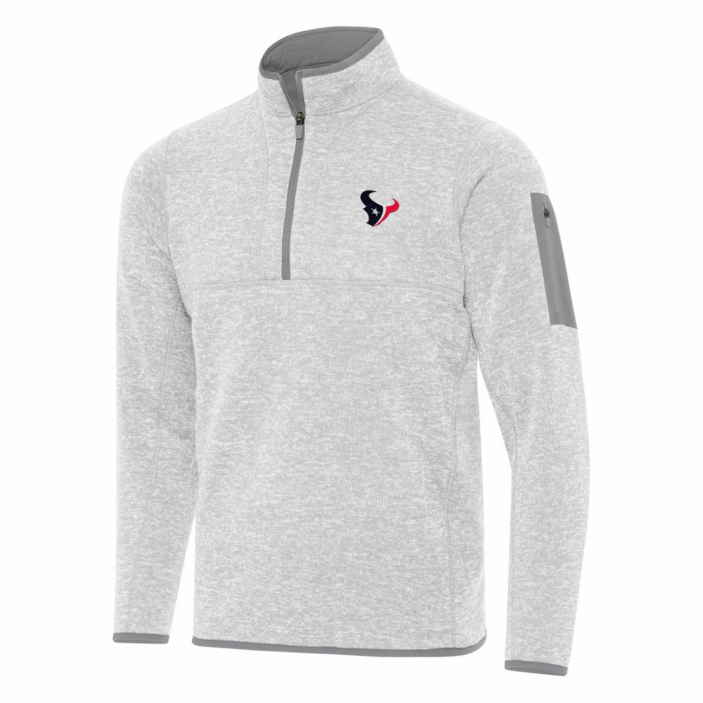 Houston Texans Antigua Fortune Quarter-Zip Pullover Jacket - Heather Gray for sale