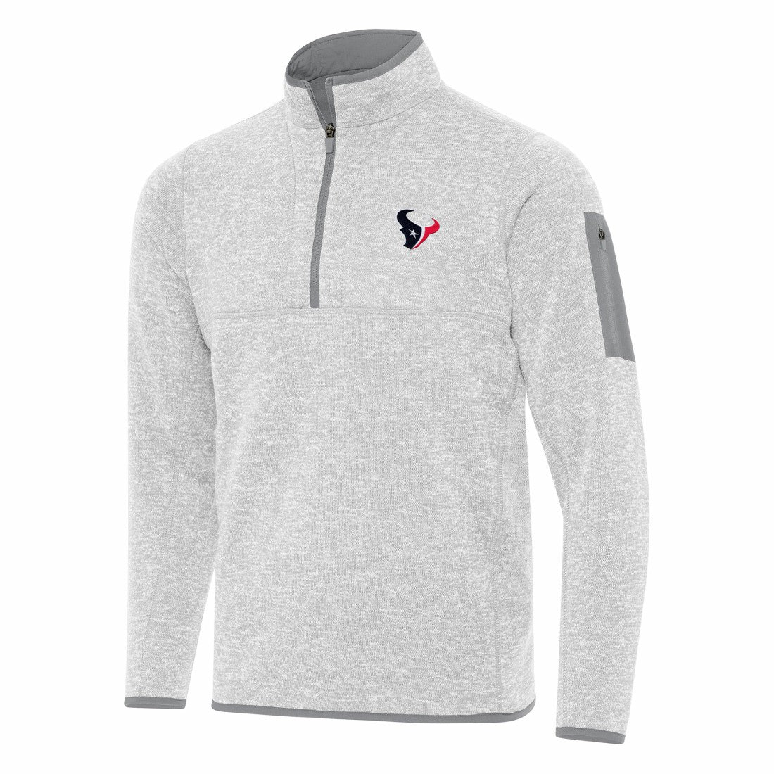 Houston Texans Antigua Fortune Quarter-Zip Pullover Jacket - Heather Gray for sale