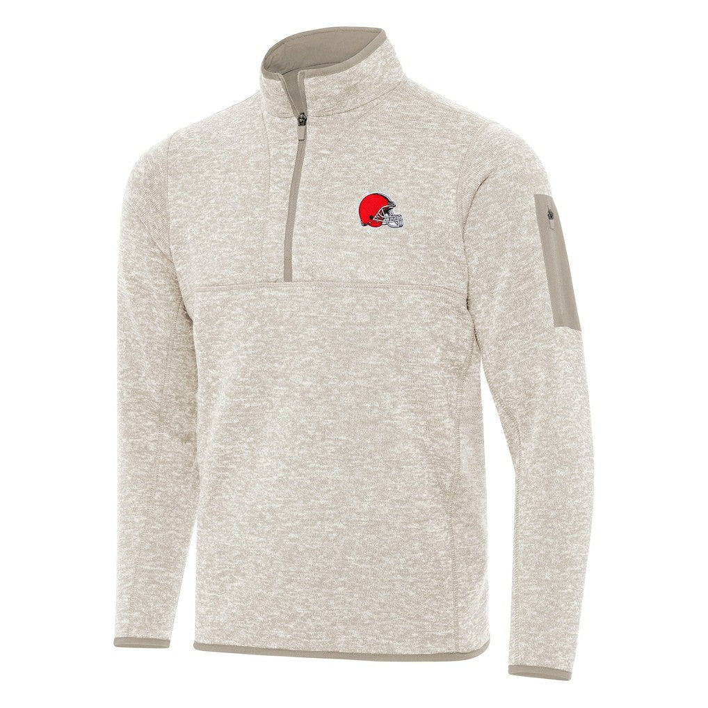 Cleveland Browns Antigua Fortune Quarter-Zip Pullover Jacket - Oatmeal outlet