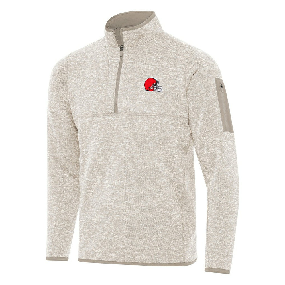 Cleveland Browns Antigua Fortune Quarter-Zip Pullover Jacket - Oatmeal outlet