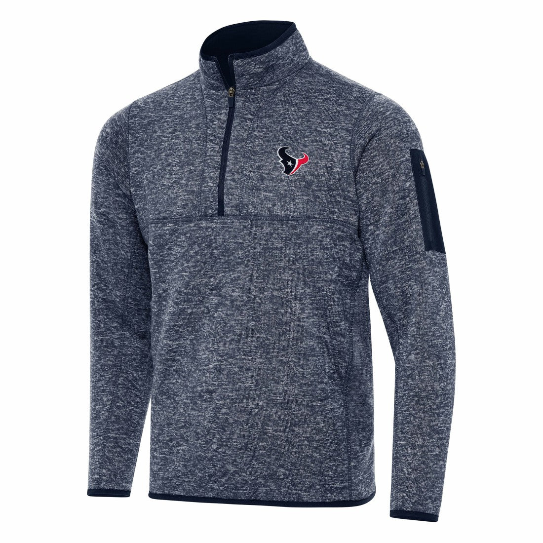 Houston Texans Antigua Fortune Quarter-Zip Pullover Jacket - Heather Navy for sale