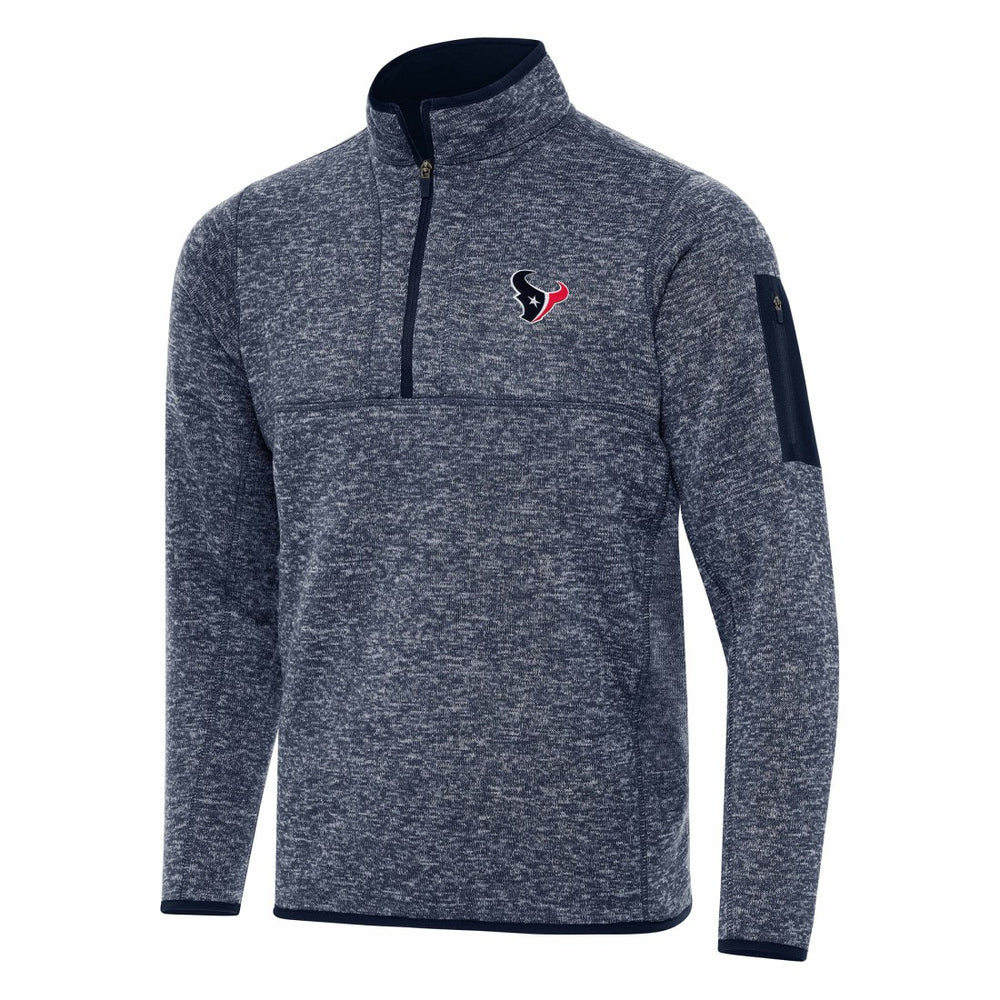 Houston Texans Antigua Fortune Quarter-Zip Pullover Jacket - Heather Navy for sale