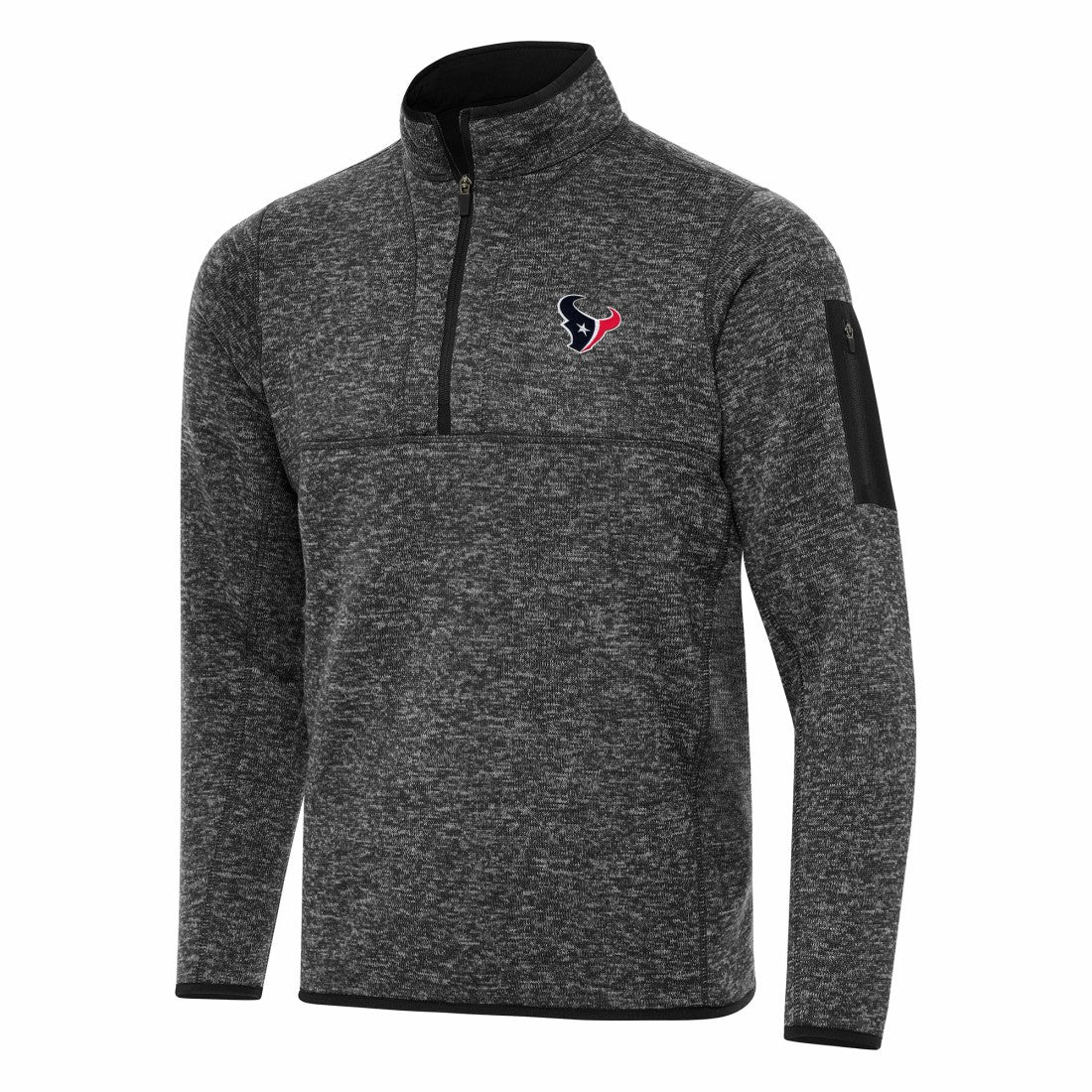 Houston Texans Antigua Fortune Quarter-Zip Pullover Jacket - Heather Black discount