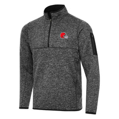 Cleveland Browns Antigua Fortune Quarter-Zip Pullover Jacket - Heather Black for sale