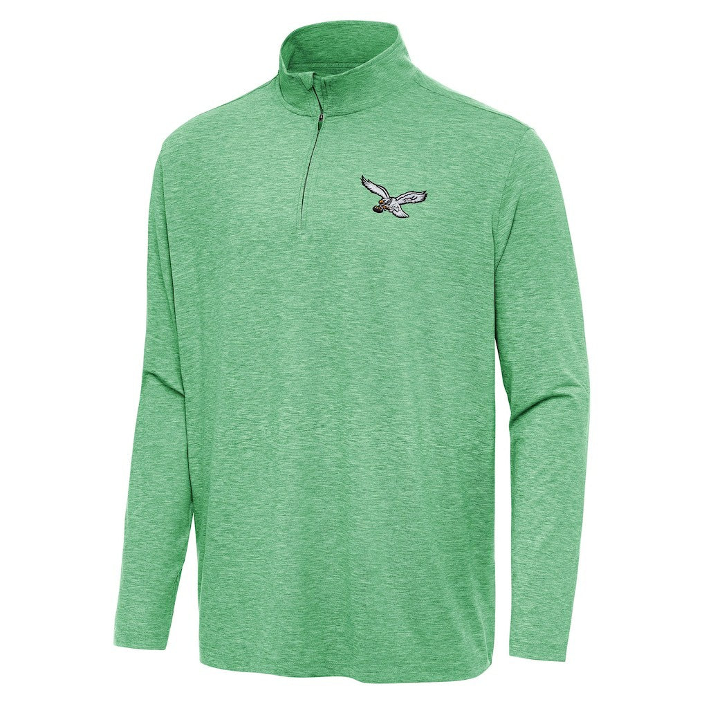 Philadelphia Eagles Antigua Hunk Quarter-Zip Jacket - Heather Kelly Green sale